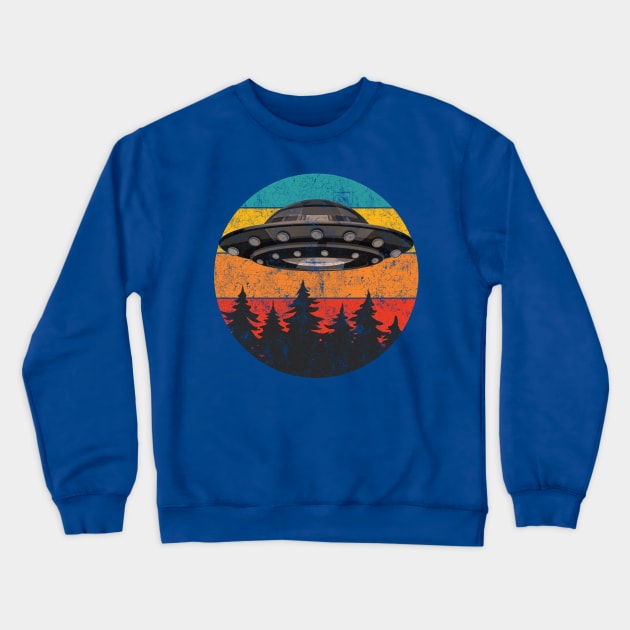 Retro UFO Flying Saucer Crewneck Sweatshirt by vladocar